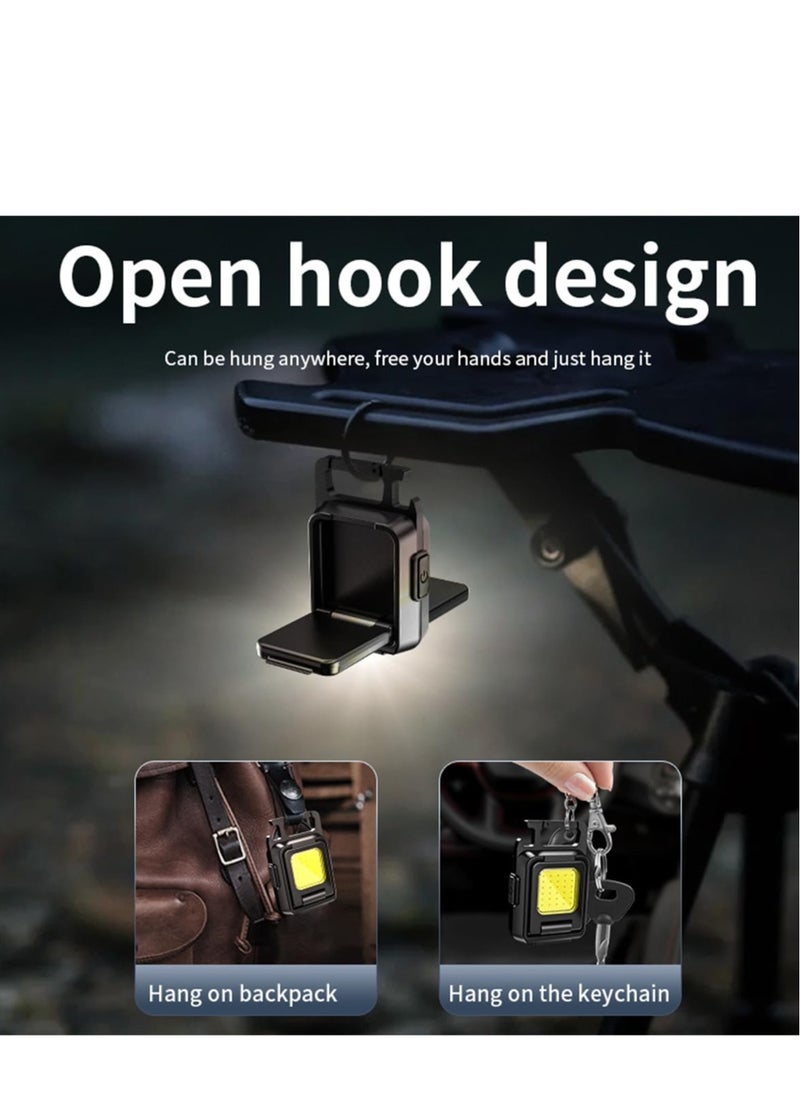 Excefore - COB Mini Rechargeable Keychain Work Light, 1000 Lumens 4 Modes, Waterproof Flashlight with Folding Magnet Bracket Bottle Opener, Suitable for Walking, Camping, Repairing, Running Outdoor - Image 1