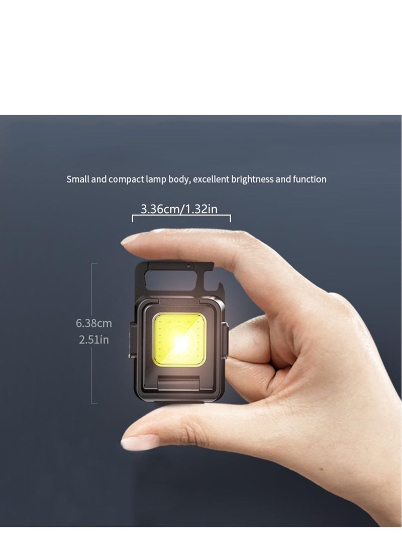 Excefore - COB Mini Rechargeable Keychain Work Light, 1000 Lumens 4 Modes, Waterproof Flashlight with Folding Magnet Bracket Bottle Opener, Suitable for Walking, Camping, Repairing, Running Outdoor - Image 1