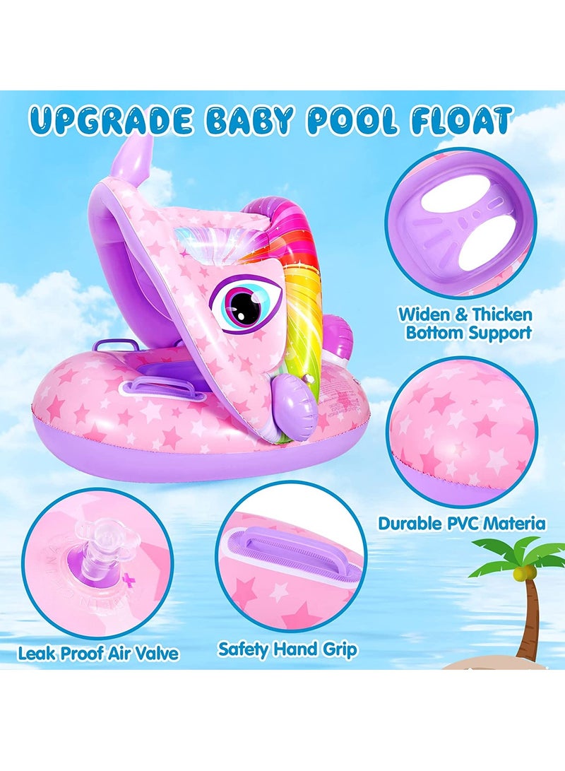 SOLARAE Baby Pool Float with Canopy, Unicon Inflatable Baby Swimming Float with Sunshade, Infant Baby Swim Floats for Pool, Summer Pool Toys Party Favors for Kids Toddlers Girls Boys Aged 6-36 Months - Image 5