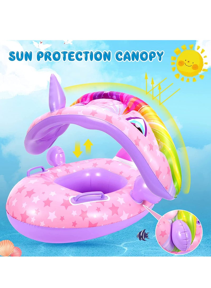 SOLARAE Baby Pool Float with Canopy, Unicon Inflatable Baby Swimming Float with Sunshade, Infant Baby Swim Floats for Pool, Summer Pool Toys Party Favors for Kids Toddlers Girls Boys Aged 6-36 Months - Image 3