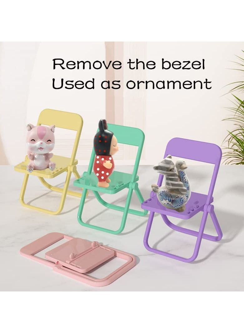 SYOSI Mini Chair Shape Cell Phone Stand Candy Color Foldable Desktop Mobile Phone Holder Universal Mini Chair Folding Bracket Stand for Phone Table Top Decoration 4pc - Image 2