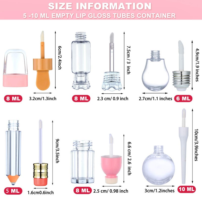 Maitys 24 Pieces Novelty Empty Lip Gloss Tubes Bulk, Ice Cream and Funny Light Bulb Shaped Lipstick Balm Tube, Creative Lollipop Shape, Bottle and Candy Lipstick Glaze Tube, Pencil Lip Oil Bottles, 6 Styles - Image 2