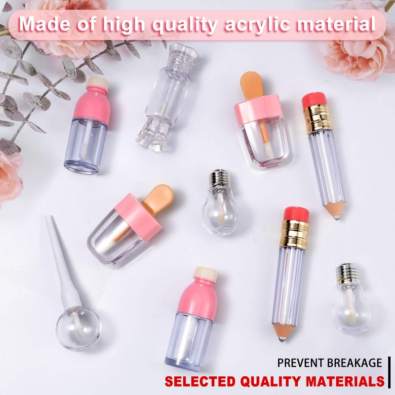 Maitys 24 Pieces Novelty Empty Lip Gloss Tubes Bulk, Ice Cream and Funny Light Bulb Shaped Lipstick Balm Tube, Creative Lollipop Shape, Bottle and Candy Lipstick Glaze Tube, Pencil Lip Oil Bottles, 6 Styles - Image 3