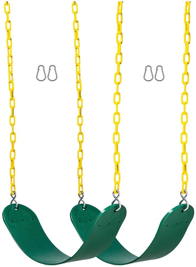 Safe Kidz 2 Pack Heavy Duty Swing Seats - 66" Chain Plastic Coated - Playground Swing Set Accessories Swing Seat Replacement - Green - Image 2