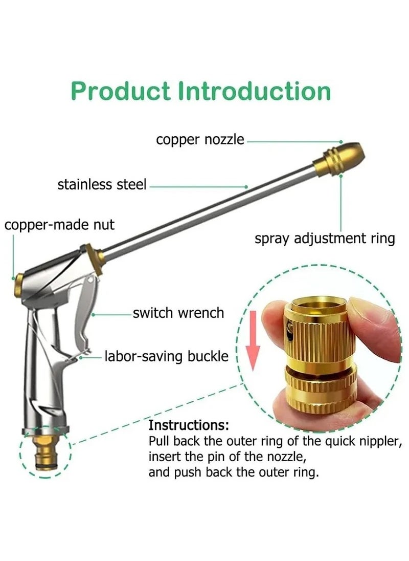 AROAQ - Garden Hose Nozzle Sprayer Heavy Duty Metal Brass Nozzle High Pressure Water Hose Nozzle Adjustable Spray Gun for Watering Plant - Image 1