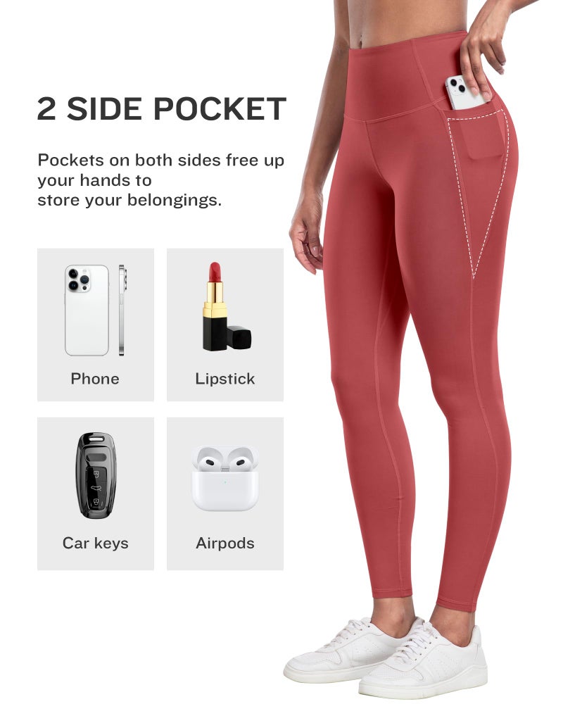 LZYVOO Leggings with Pockets for Women, 6 Packs Soft High Waisted Tummy Control Workout Yoga Pants(BlackGrayNavyBlueXRedCGreen-M) - Image 3