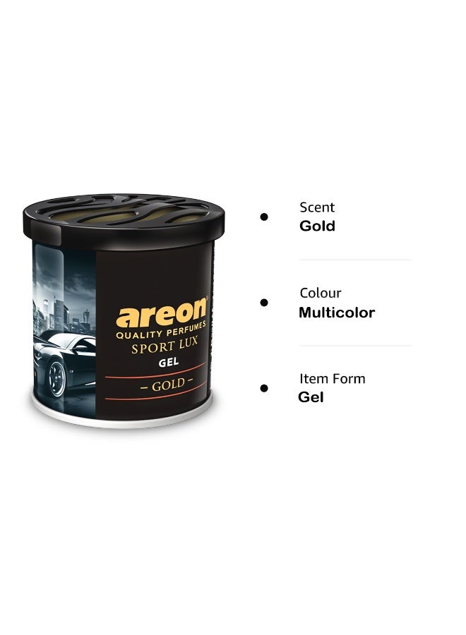 AREON Sport Lux Gel Gold Car Air Freshener Can 80g | Long Lasting Gel Car Perfume with Adjustable Lid | Dashboard & Cup Holder Use - Image 5