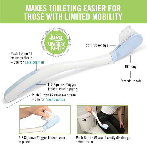 Juvo Toilet Aid - Personal Bottom Wiping Tool, Bathroom Mobility Aid for Disabled, Elderly, and Surgery Recovery - 18" long wand with hygienic cover - Image 2
