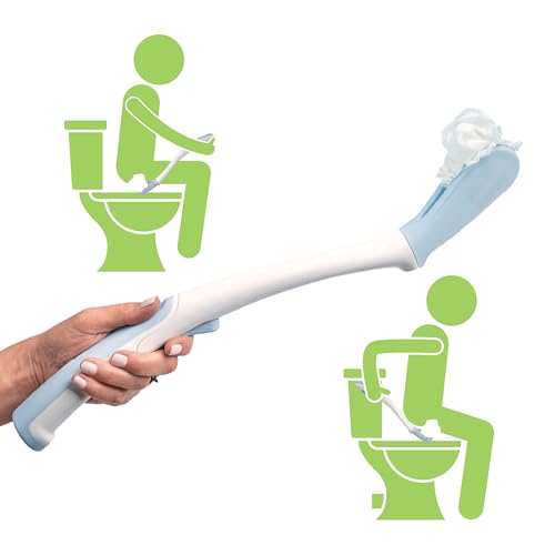 Juvo Toilet Aid - Personal Bottom Wiping Tool, Bathroom Mobility Aid for Disabled, Elderly, and Surgery Recovery - 18" long wand with hygienic cover - Image 1