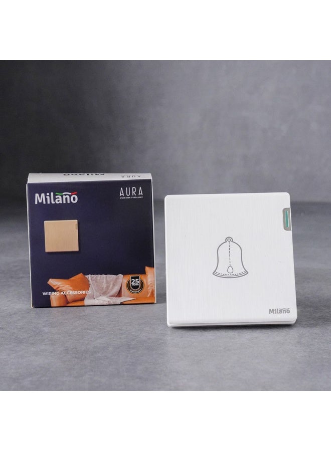 DANUBE HOME Milano Bell Switch Push Button For Doorbell Switch With Bell Symbol Aura Wh - Image 3