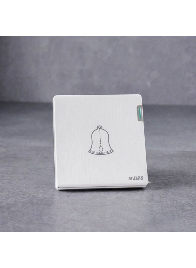 DANUBE HOME Milano Bell Switch Push Button For Doorbell Switch With Bell Symbol Aura Wh - Image 1