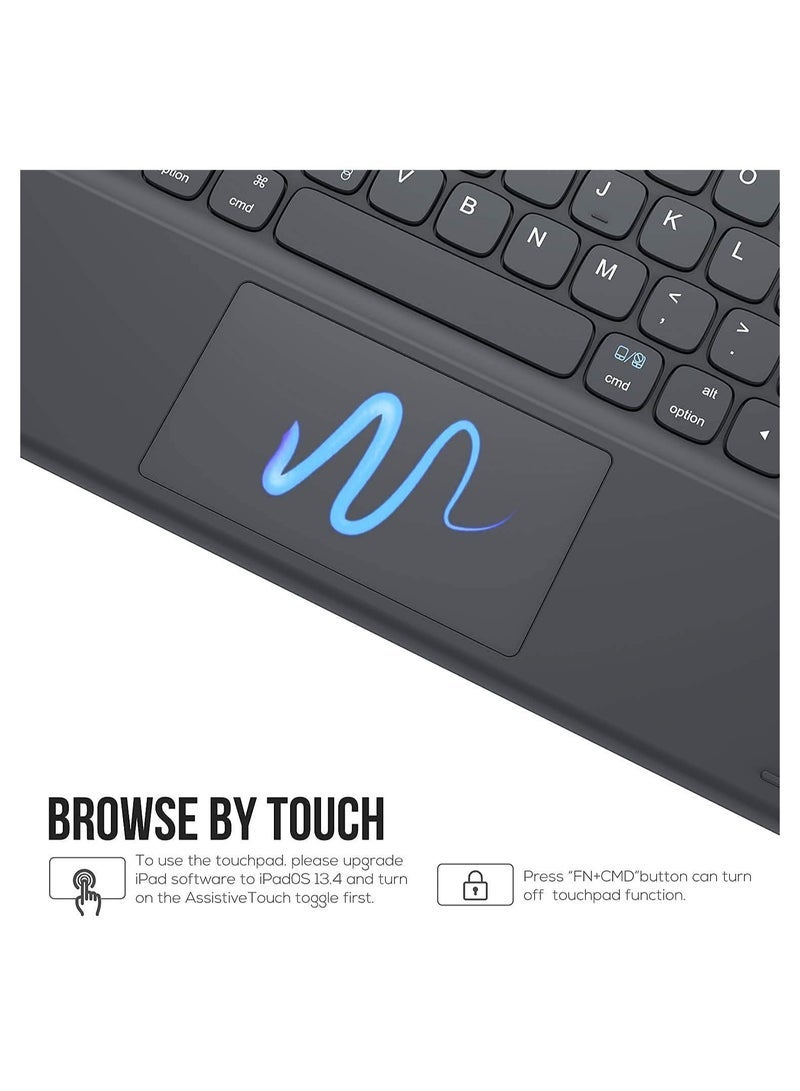 iPad Keyboard 9th Generation, Keyboard for iPad 8th Generation/7th Gen 10.2 Inch, Smart Trackpad, Detachable Wireless with Pencil Holder - Image 4