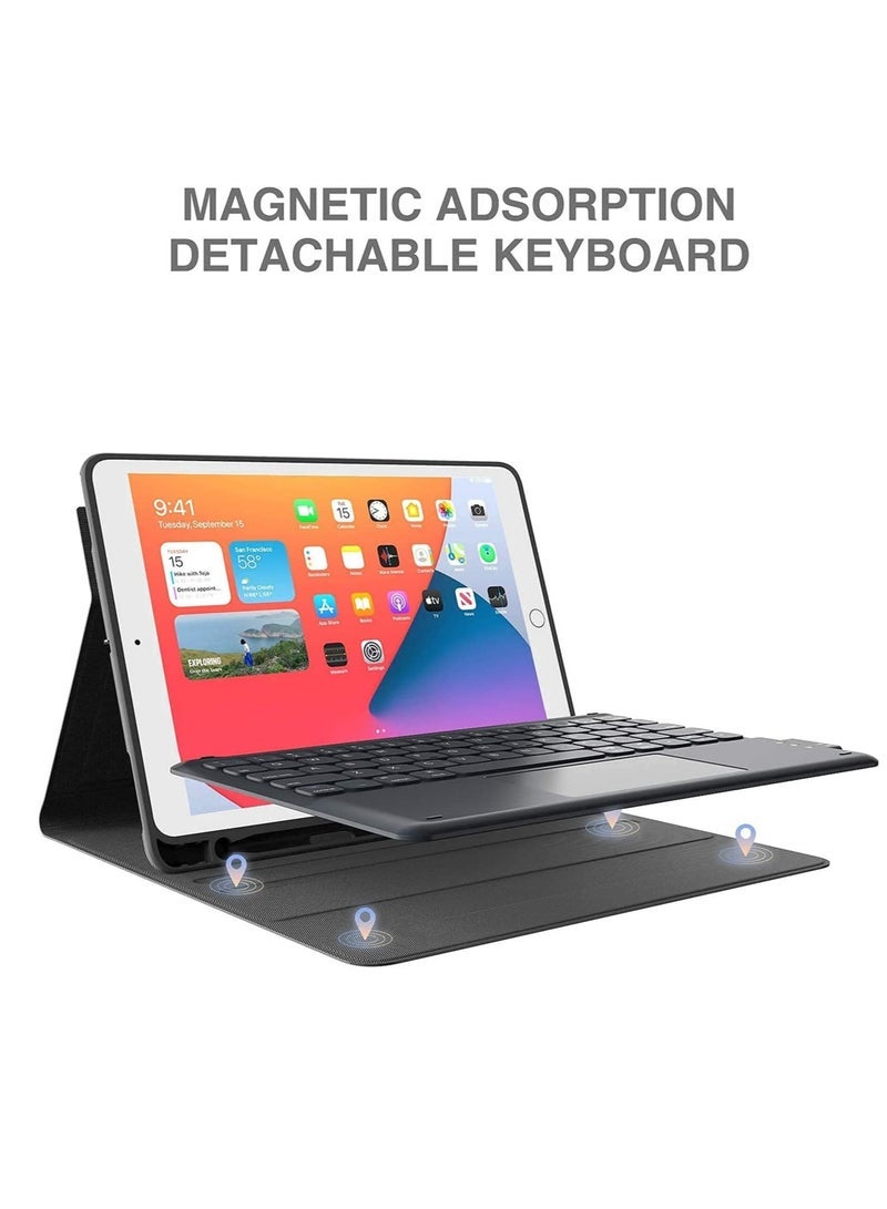 iPad Keyboard 9th Generation, Keyboard for iPad 8th Generation/7th Gen 10.2 Inch, Smart Trackpad, Detachable Wireless with Pencil Holder - Image 2