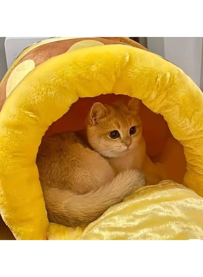 MOWKIT Honey Pot Cat Cave Bed, Soft and Thick Rebound Sponge Pet Nest with Removable & Washable Cushion, Cute Cartoon Design for Small Cats and Breeds - Image 2