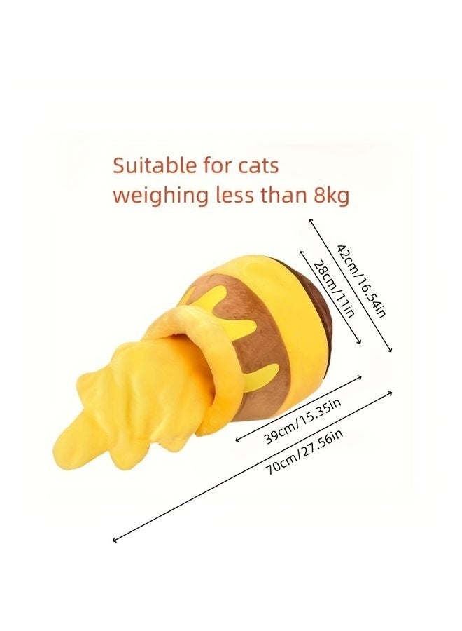 MOWKIT Honey Pot Cat Cave Bed, Soft and Thick Rebound Sponge Pet Nest with Removable & Washable Cushion, Cute Cartoon Design for Small Cats and Breeds - Image 3