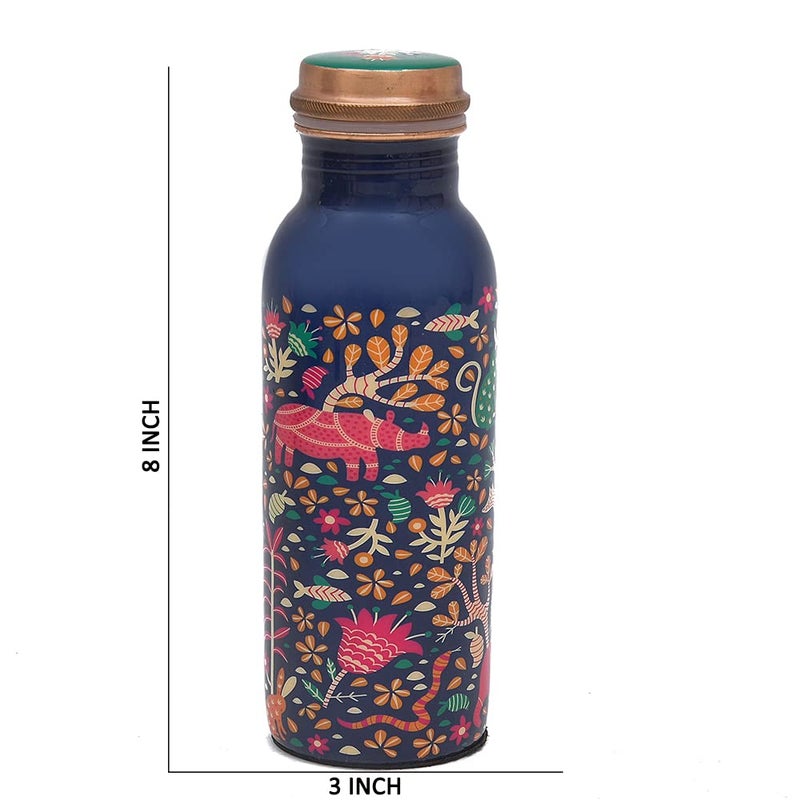 OGGN Meena Printed Pure Copper Water Bottle Advanced Leak Protection Durable Rust Proof Tamba Bottle for Drinking Perfect Stylish Office Carrying Bottles 750 Ml - Image 2