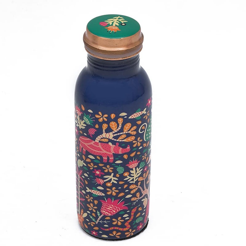 OGGN Meena Printed Pure Copper Water Bottle Advanced Leak Protection Durable Rust Proof Tamba Bottle for Drinking Perfect Stylish Office Carrying Bottles 750 Ml - Image 4