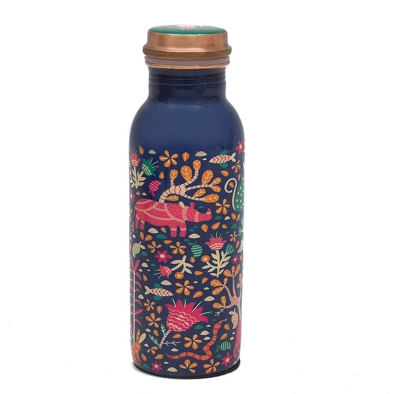 OGGN Meena Printed Pure Copper Water Bottle Advanced Leak Protection Durable Rust Proof Tamba Bottle for Drinking Perfect Stylish Office Carrying Bottles 750 Ml - Image 1