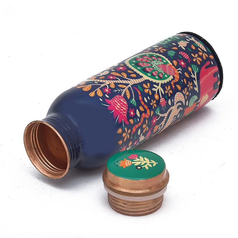 OGGN Meena Printed Pure Copper Water Bottle Advanced Leak Protection Durable Rust Proof Tamba Bottle for Drinking Perfect Stylish Office Carrying Bottles 750 Ml - Image 5