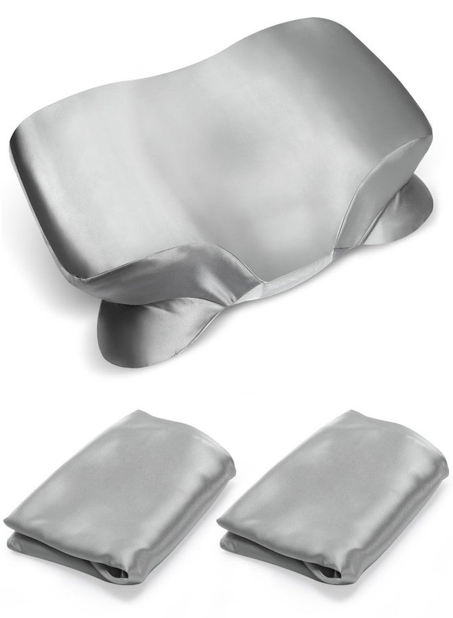 Zelimun 2 Pack Satin Pillowcase for Zelimun Cervical Pillow, Contour Pillow Case Cover, Smooth & Soft Pillowcase Cover with Zipper （Grey） - Image 2