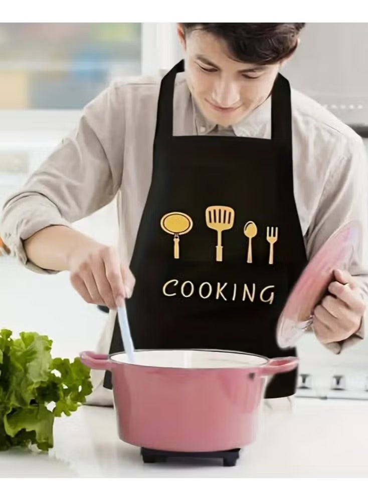 مريلة وتر بروف مطبخ مقاومة للماء والزيت مع مناشف جانبية من المايكروفايبر لمسح اليدين، مريلة قماش بجيوب أمامية، مناسبة للطبخ والخبز، مريلة متعددة الاستخدامات للرجال والنساء، مثالية للاستخدام في المطاعم والمقاهي - Image 2