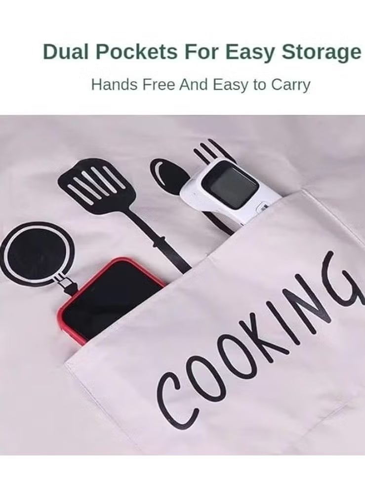 مريلة وتر بروف مطبخ مقاومة للماء والزيت مع مناشف جانبية من المايكروفايبر لمسح اليدين، مريلة قماش بجيوب أمامية، مناسبة للطبخ والخبز، مريلة متعددة الاستخدامات للرجال والنساء، مثالية للاستخدام في المطاعم والمقاهي - Image 3