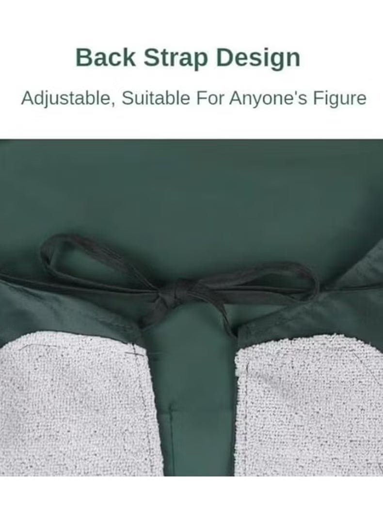 مريلة وتر بروف مطبخ مقاومة للماء والزيت مع مناشف جانبية من المايكروفايبر لمسح اليدين، مريلة قماش بجيوب أمامية، مناسبة للطبخ والخبز، مريلة متعددة الاستخدامات للرجال والنساء، مثالية للاستخدام في المطاعم والمقاهي - Image 4