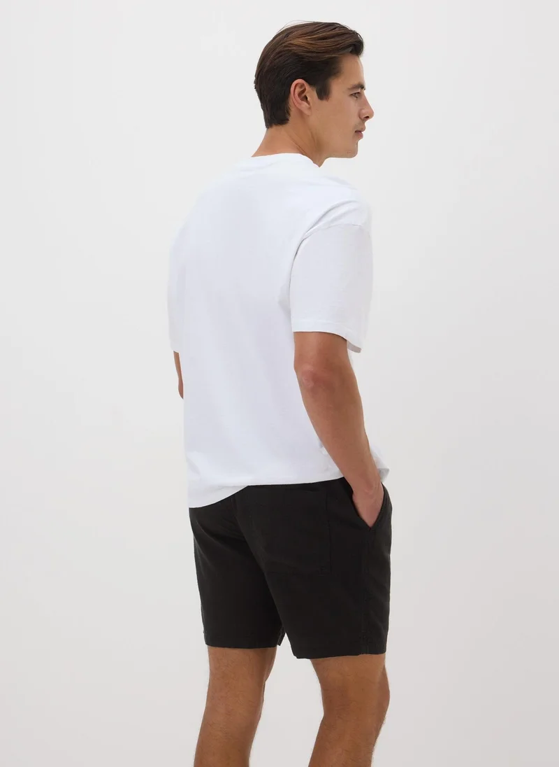 Matalan Black Linen Drawcord Shorts