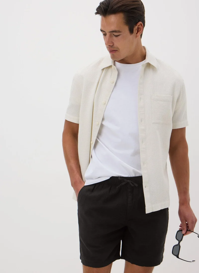 Matalan Black Linen Drawcord Shorts