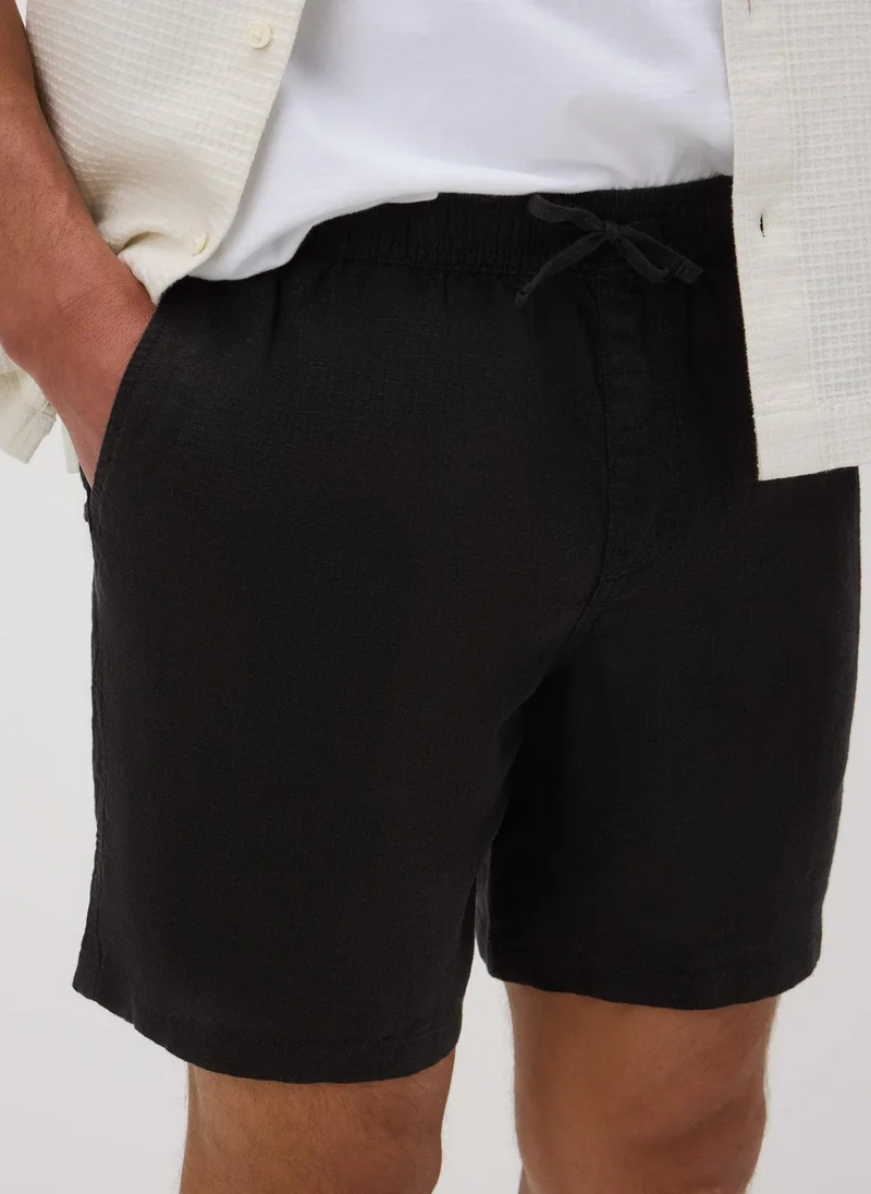 Matalan Black Linen Drawcord Shorts