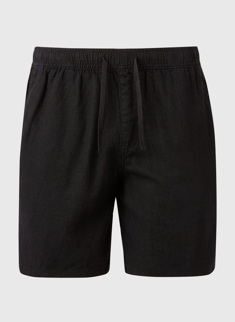Matalan Black Linen Drawcord Shorts