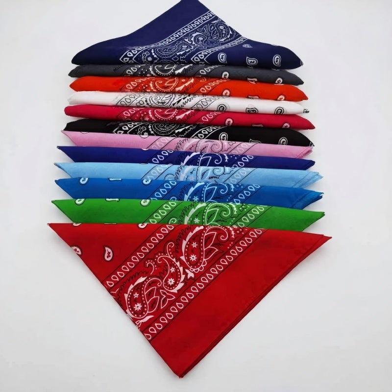 وشاح مربع متعدد الوظائف 54x54 سم - غطاء رأس ناعم من القطن - 12 لونًا - نمط زهرة الكاجو قابل للتهوية - إكسسوار أزياء لأغطية رأس الهيب هوب - Image 1