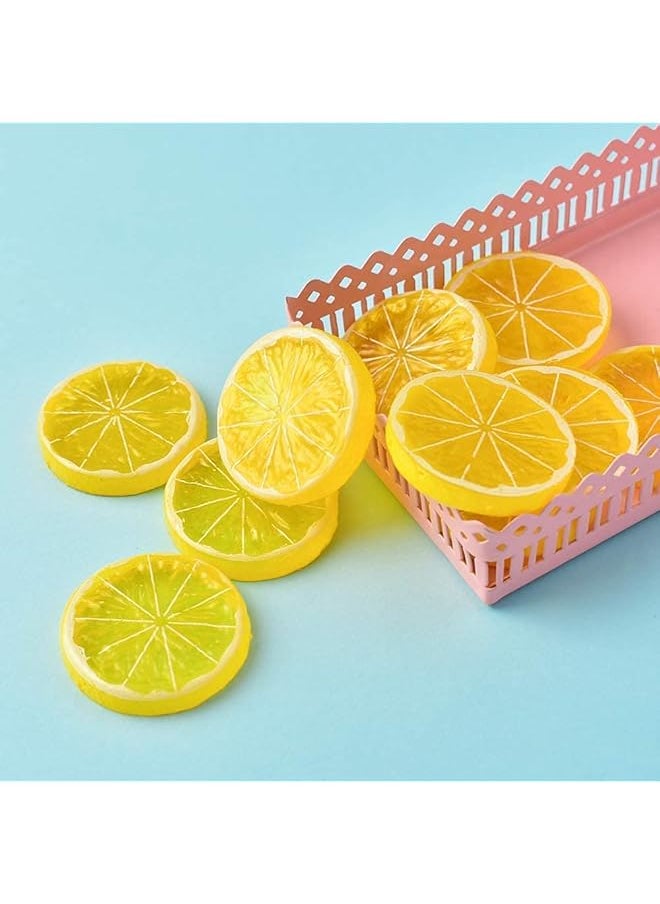 erorex Artificial Lemon Slices Fake Lemon Slice Artificial Fruit Highly Simulation Lifelike Model For Home Party Decoration 20Pcs Yellow + 10Pcs Green  - Image 4