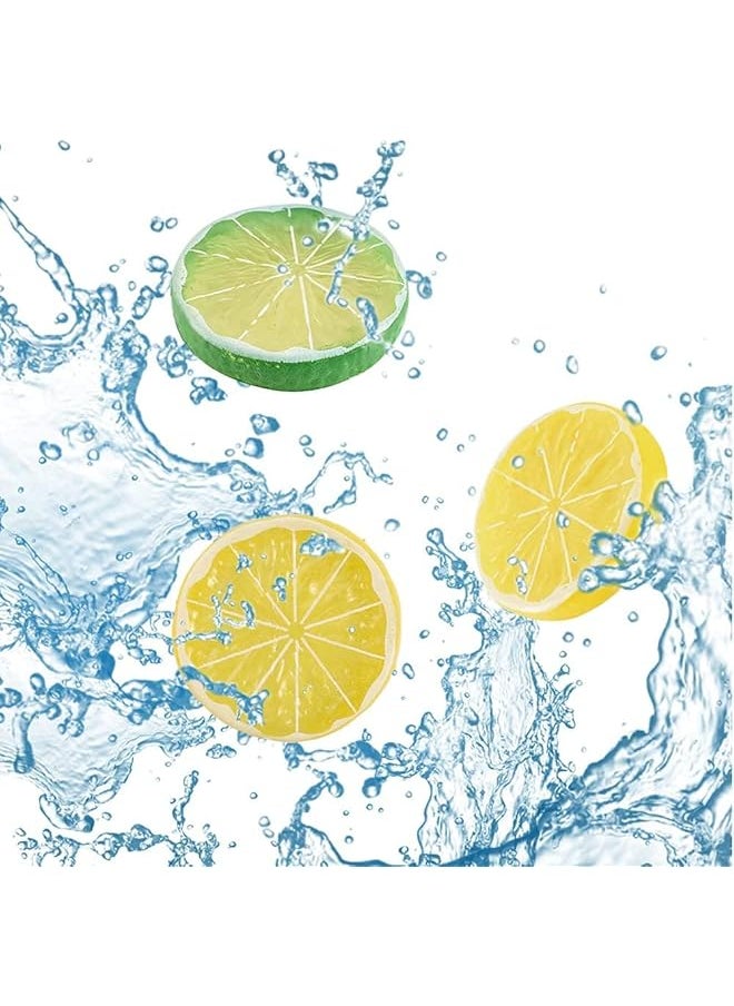 erorex Artificial Lemon Slices Fake Lemon Slice Artificial Fruit Highly Simulation Lifelike Model For Home Party Decoration 20Pcs Yellow + 10Pcs Green  - Image 2