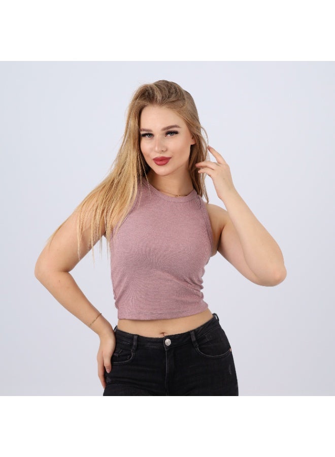 zecotex  Women’s Cotton Ribbed Sleeveless Crop Top - Image 3