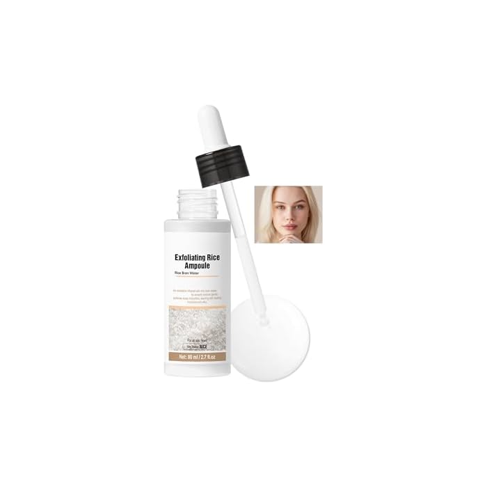 Exfoliating White Rice Ampoule, Exfoliating Essence Serum, Daily Gentle Face & Body Care for Pore Refining & Hydration, Blackhead Remover, Deep Cleansing Exfoliation