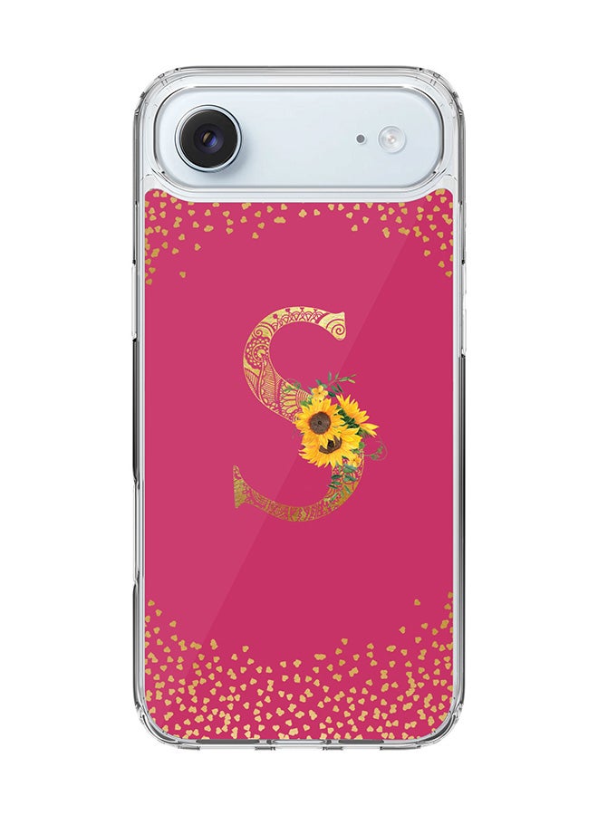 Stylizedd Classic Clear MagSafe Case for iPhone 17 Air , Hybrid Soft Case Flexible Edges Anti Drop TPU PC Gel Thin Transparent Cover [ Designed for iPhone 17 Air ] - Custom Monogram Initial Letter Floral Pattern Alphabet - S ( Deep Pink Rose )