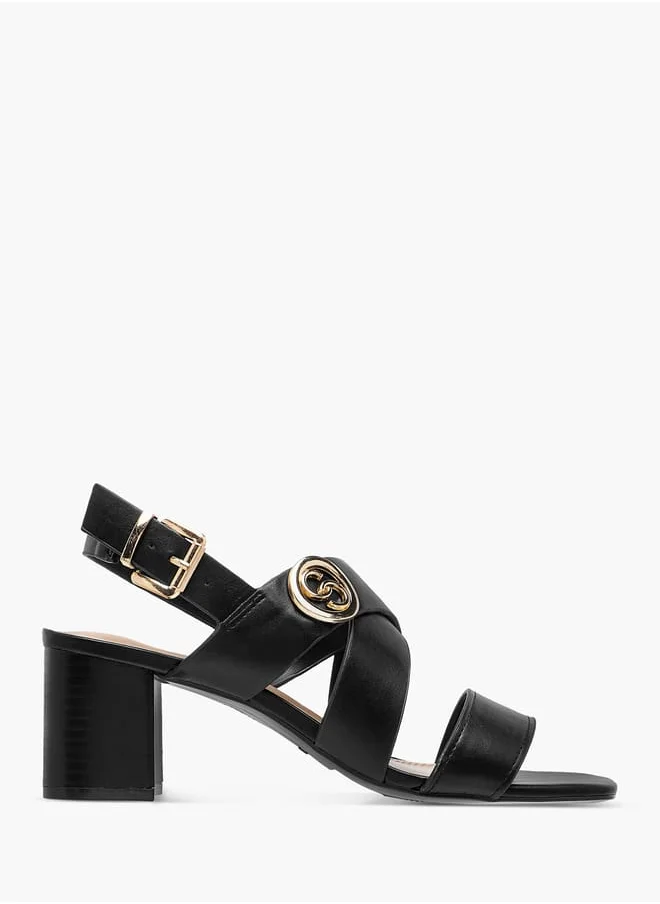 سيليست Women's Solid Sandals with Buckle Closure and Block Heels