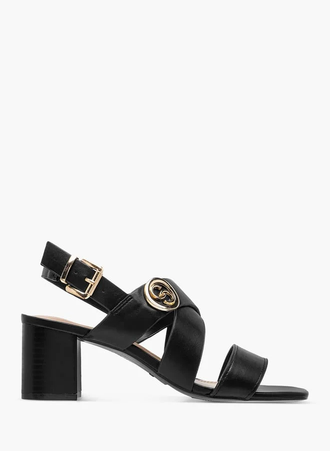 Celeste Women's Solid Sandals with Buckle Closure and Block Heels