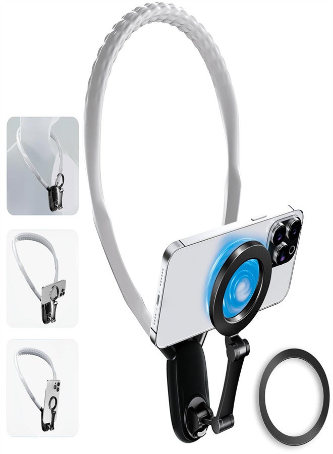 Luckam Magnetic Neck Phone Mount, Phone Neck Holder for Bed, Hand Free Flexible Phone Stand, Neck Phone Holder POV/Vlog, Cell Phone Neck Holder for iPhone 15 14 13 12 Series - Image 1