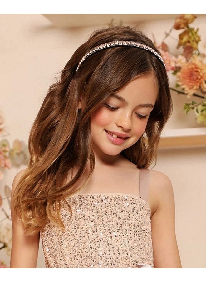 إسكدنيا Rhinestone Headband Women Non Slip Fashion Coffee Champagne Headband Bling Sparkly Diamond Headband Hair Band Birthday Holiday Homecoming Prom Hair Accessories For Women Girls Gifts - Image 3