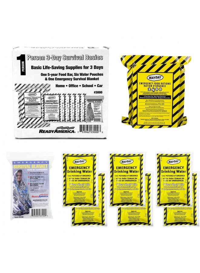 QUAKEHOLD! Ready America The Survival Box, 1-Person, 3-Day Emergency Kit Includes 5 Year Emergency Food, Water, Emergency Blanket Portable Disaster Preparedness Go-Bag for Earthquake, Fire, Flood, Hurricane - Image 2