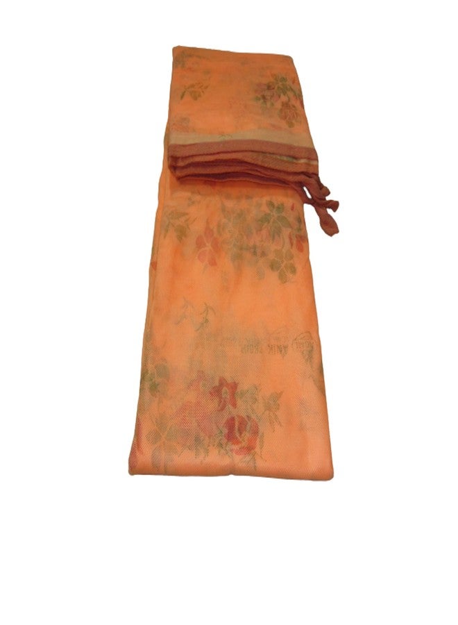 DPK Mosquito Net Four Side Hanging Pure Cotton Flower Printed for Double Bed and Single Bed machardani net with Lace for Mosquito Protection Room D�cor, 6x7Ft. Orange - Image 4