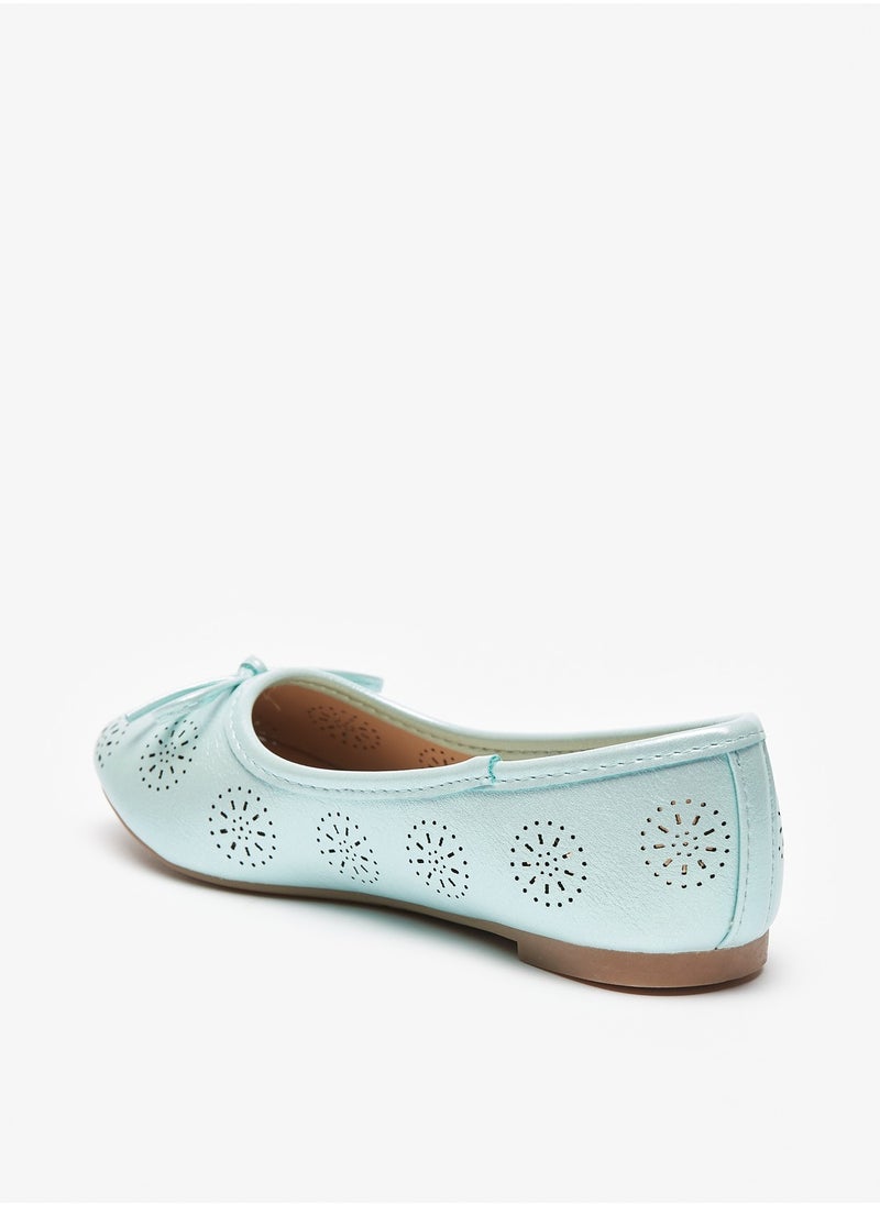 Flora Bella By Shoexpress - Girls Textured Slip On Ballerina Shoes with Bow Accent - Image 1