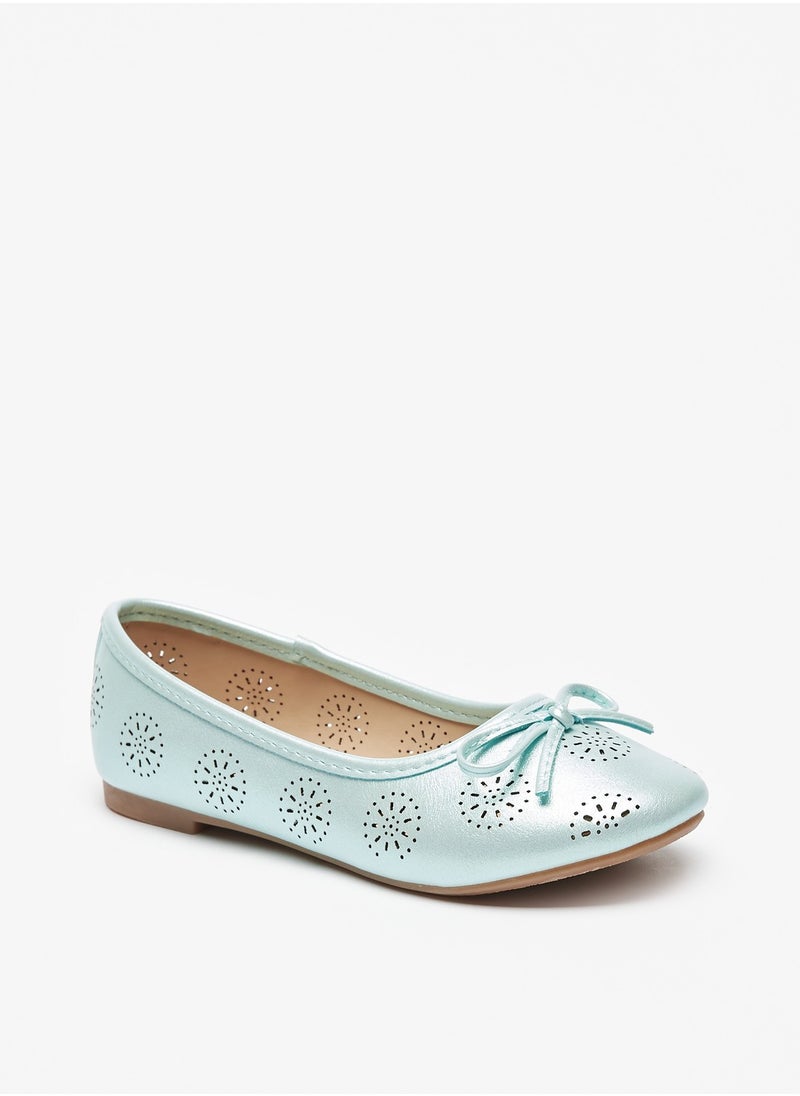 Flora Bella By Shoexpress - Girls Textured Slip On Ballerina Shoes with Bow Accent - Image 1