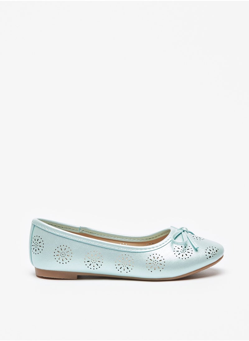 Flora Bella By Shoexpress - Girls Textured Slip On Ballerina Shoes with Bow Accent - Image 1