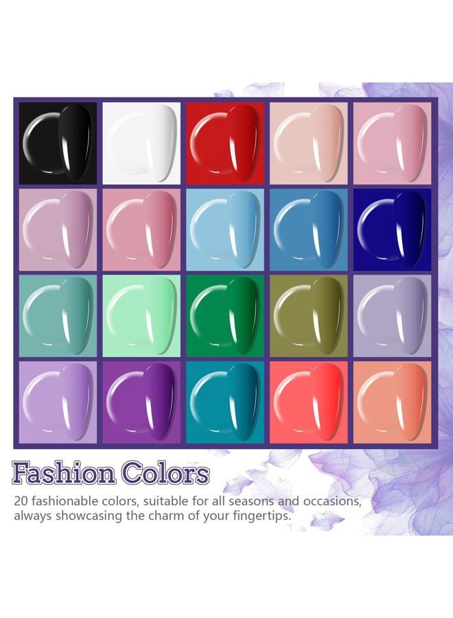 JODSONE 20 Colors Gel Nail Polish Kit with U V Light Base Top Matte Coat High Shine Vibrant Nail Gel Equipped with Manicure Tools - Image 3