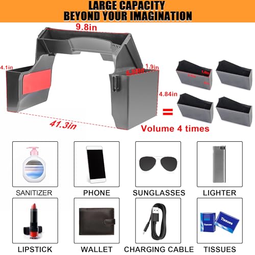 JVMA Center Console Gear Shift Organizer Tray for Jeep Gladiator Accessories and Jeep Wrangler JL JLU 2025 2024 2023 2022-2018 Rubicon Sahara 4xe Storage Box, Car Trash Bag Hook (US Patent) Interior - Image 4