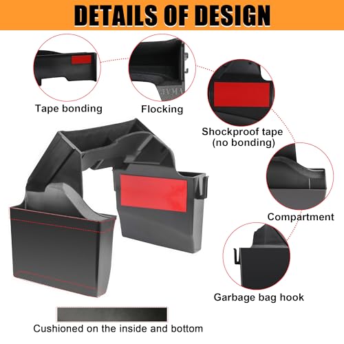 JVMA Center Console Gear Shift Organizer Tray for Jeep Gladiator Accessories and Jeep Wrangler JL JLU 2025 2024 2023 2022-2018 Rubicon Sahara 4xe Storage Box, Car Trash Bag Hook (US Patent) Interior - Image 5