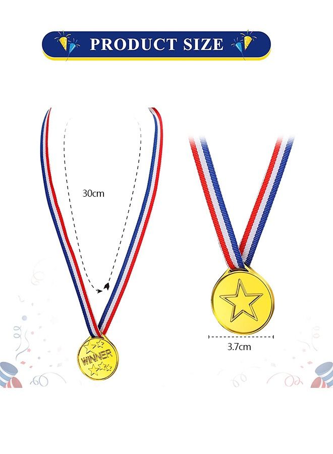 انت ميداليات فائزة من 30 قطعة للأطفال ، ميداليات بلاستيكية ذهبية مع شريط ، ميداليات اليوم الرياضي للزينة المفضلة لحفلات الأطفال ، جوائز المسابقات الرياضية - Image 2